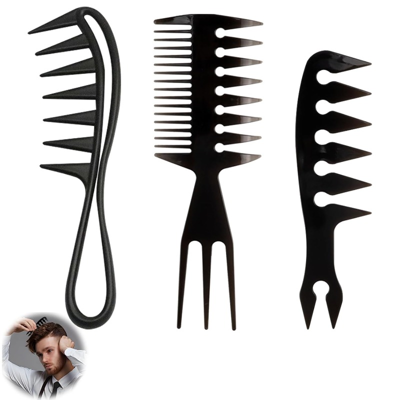 Men'S Grooming Essentials - 1/3pcs Wide Tooth Hair Comb –