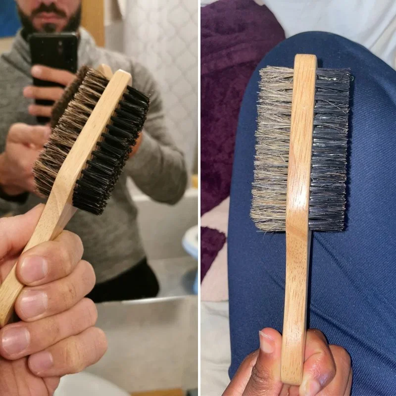 Beard Brush with Natural Woode - Men'S Grooming Essentials 评论和价格